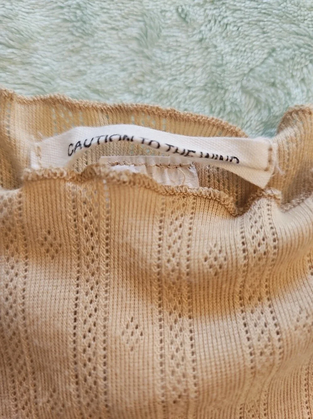 Beige Pointelle Knit Tank Top – Women's Size Medium